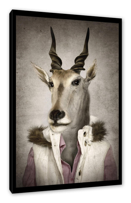 Pixxprint Antilopenkopf mit Menschenkörper, Leinwandbild