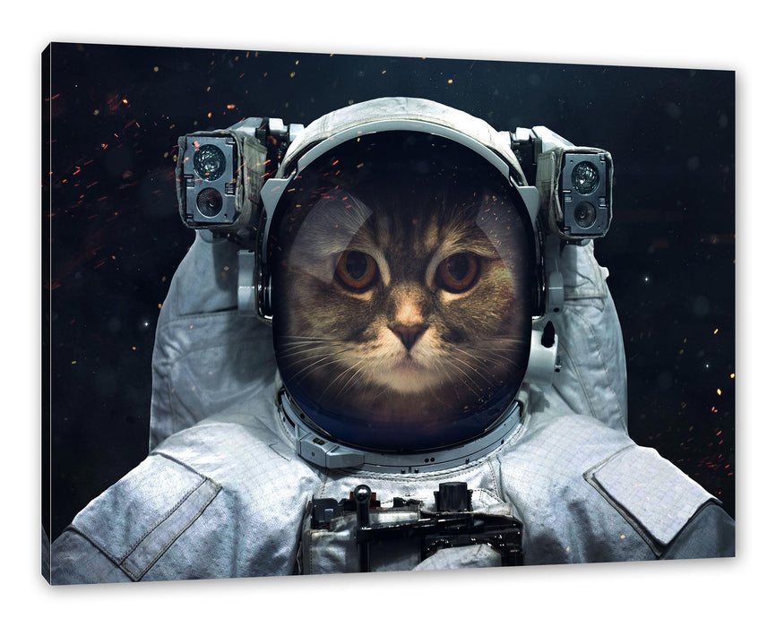 Pixxprint Astronautenkatze im Weltraum, Leinwandbild