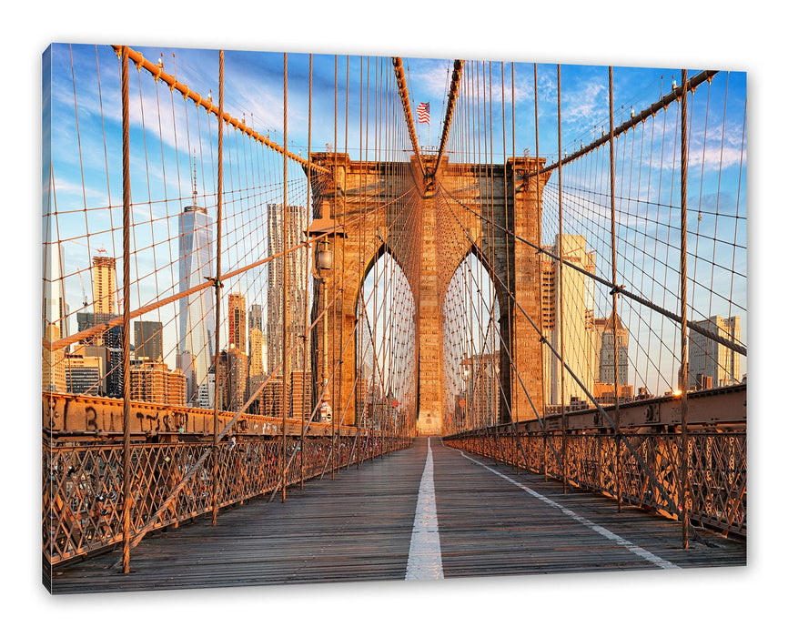 Pixxprint Leere Brooklyn Bridge in New York City, Leinwandbild
