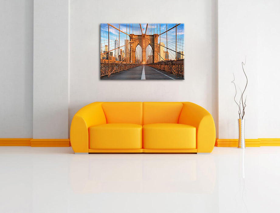 Leere Brooklyn Bridge in New York City Leinwanbild Wohnzimmer Rechteckig
