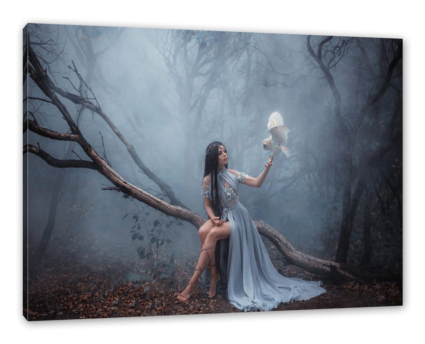 Pixxprint Mystische Schönheit im nebeligen Wald, Leinwandbild