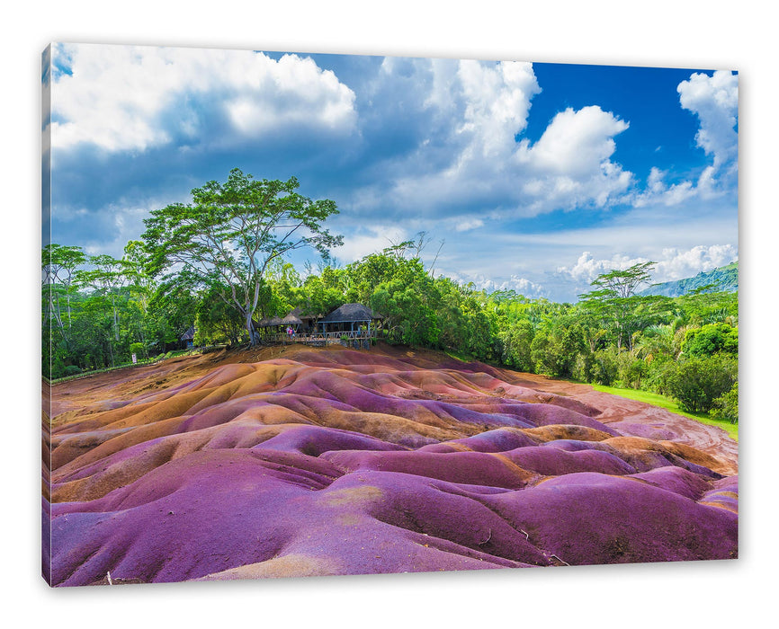 Pixxprint Siebenfarbige Erde bei Chamarel auf Mauritius, Leinwandbild