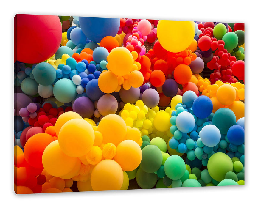 Pixxprint Hunderte bunte Luftballons, Leinwandbild