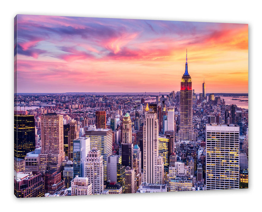 Pixxprint New York City bei Sonnenuntergang, Leinwandbild