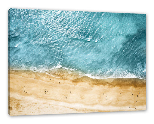 Luftaufnahme von türkisem Meer am Strand Leinwanbild Rechteckig