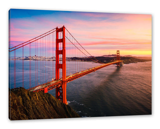 Golden Gate Bridge bei Sonnenuntergang Leinwanbild Rechteckig