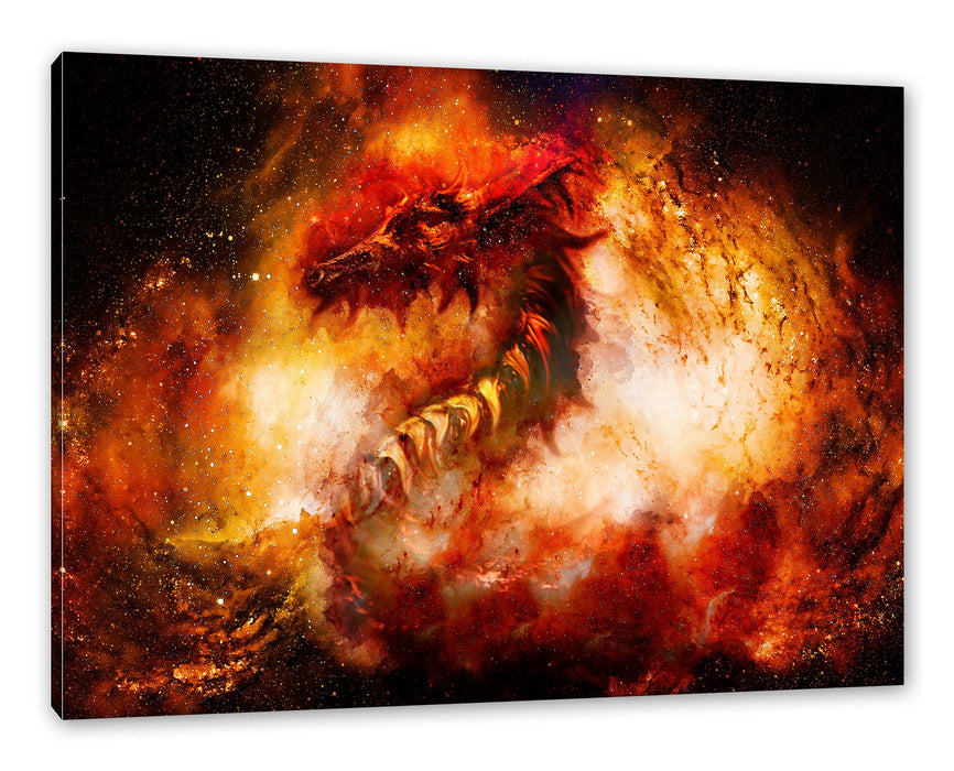 Pixxprint Abstrakter roter Feuerdrachen, Leinwandbild