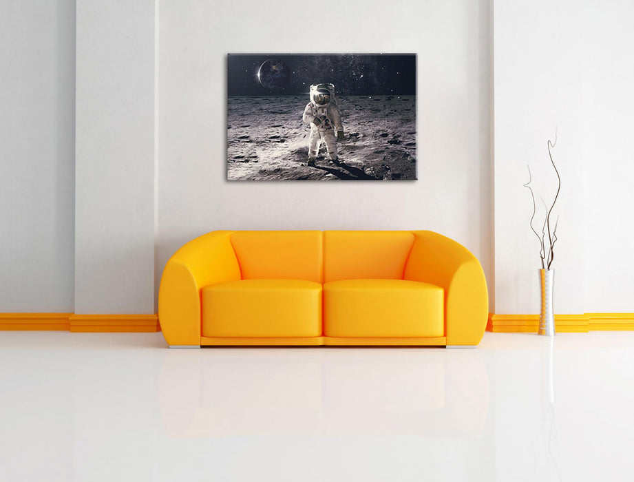 Einsamer Astronaut auf dem Mond Leinwanbild Wohnzimmer Rechteckig