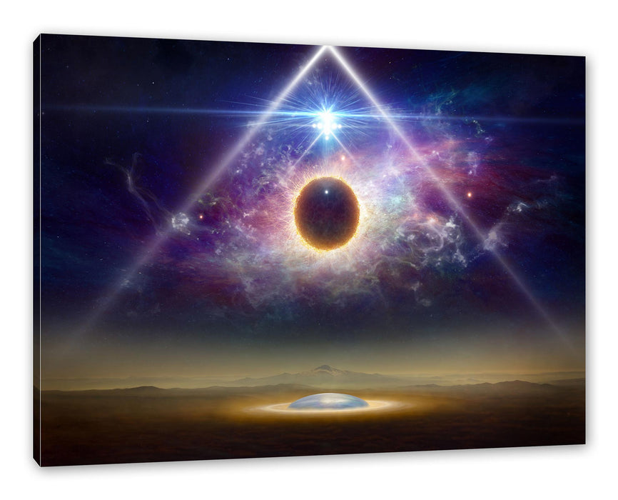 Pixxprint Science Fiction Collage Planeten im Weltraum, Leinwandbild