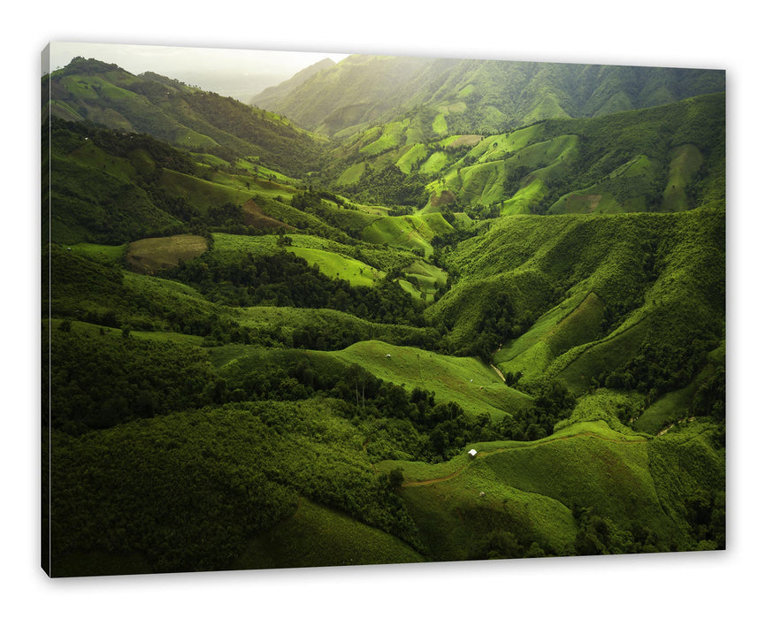 Pixxprint Grüne Berglandschaft in Thailand, Leinwandbild