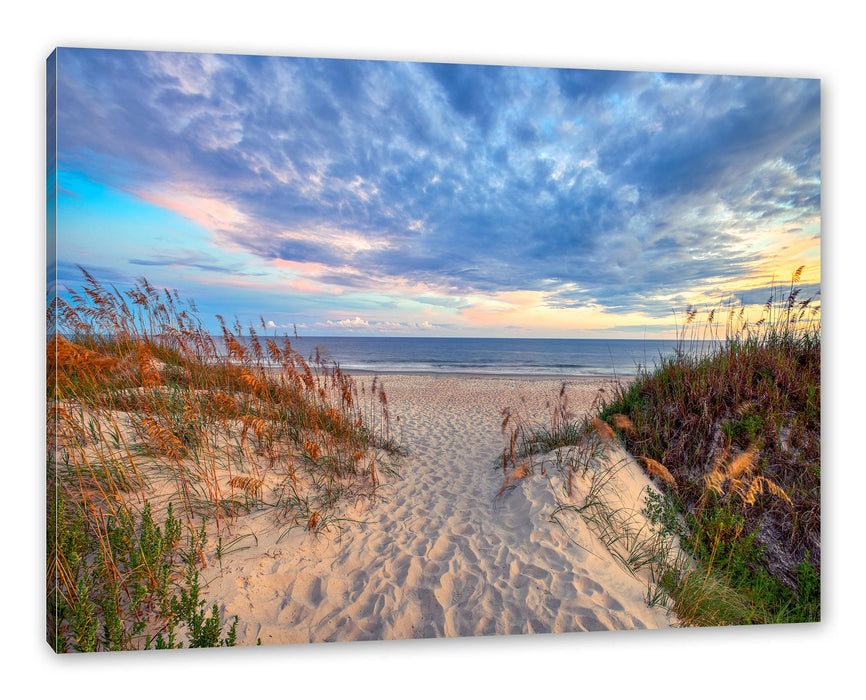 Pixxprint Düneneingang mit Meerblick, Leinwandbild