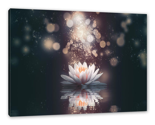 Magische Lotusblüte mit Glitzerstaub Leinwanbild Rechteckig