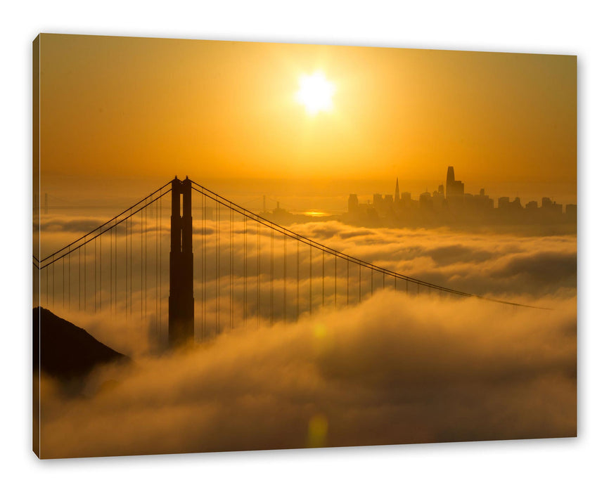 Pixxprint Golden Gate Bridge im Sonnenaufgang, Leinwandbild