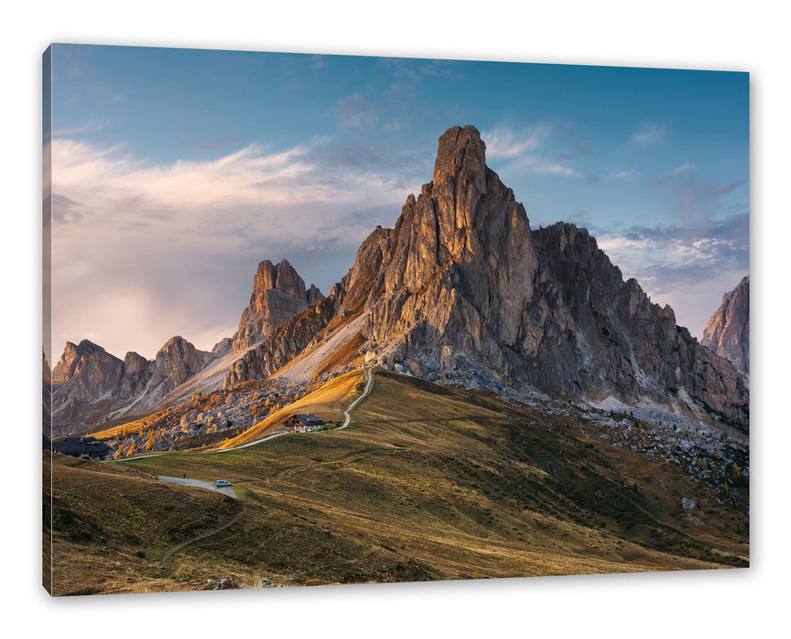 Pixxprint Dolomiten im Sonnenuntergang, Leinwandbild