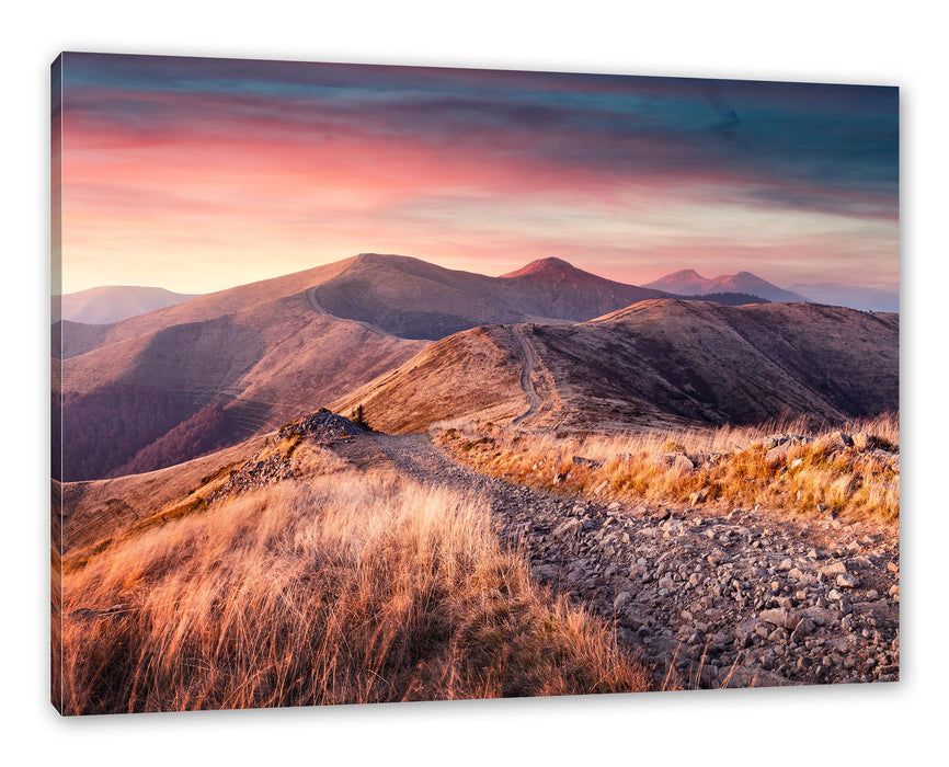 Pixxprint Steinlandschaft bei Sonnenuntergang, Leinwandbild