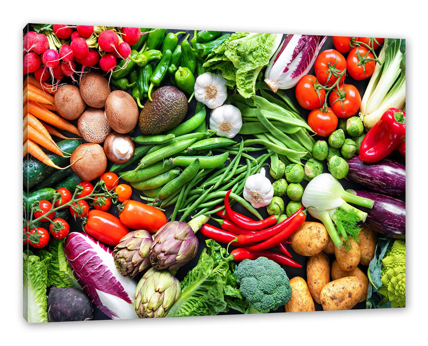 Pixxprint Bunte Gemüsemischung, Leinwandbild