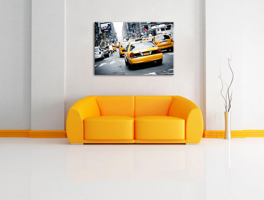Gelbe Taxis am Times Square in New York Leinwanbild Wohnzimmer Rechteckig