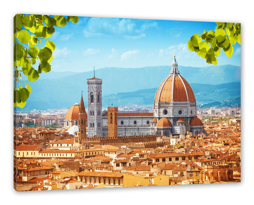 Pixxprint Hausdächer und Kirche in Florenz, Leinwandbild