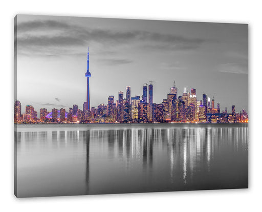 Skyline Toronto in der Abenddämmerung B&W Detail Leinwanbild Rechteckig