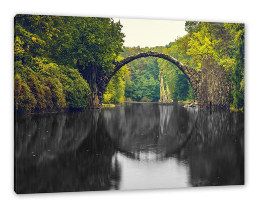 Rakotz-Brücke Kromlau Reflexion B&W Detail Leinwanbild Rechteckig