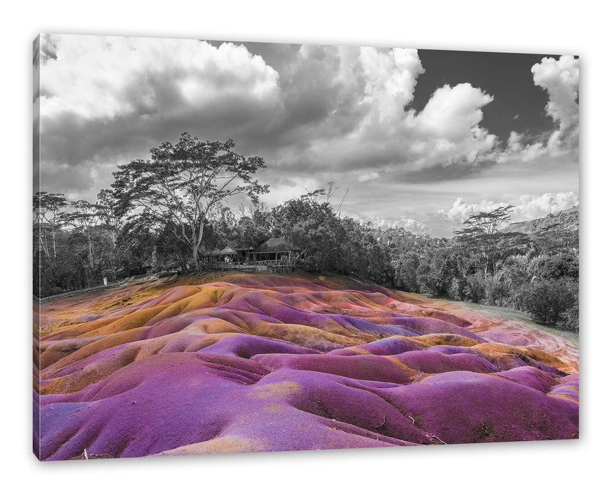 Pixxprint Siebenfarbige Erde bei Chamarel auf Mauritius B&W Detail, Leinwandbild