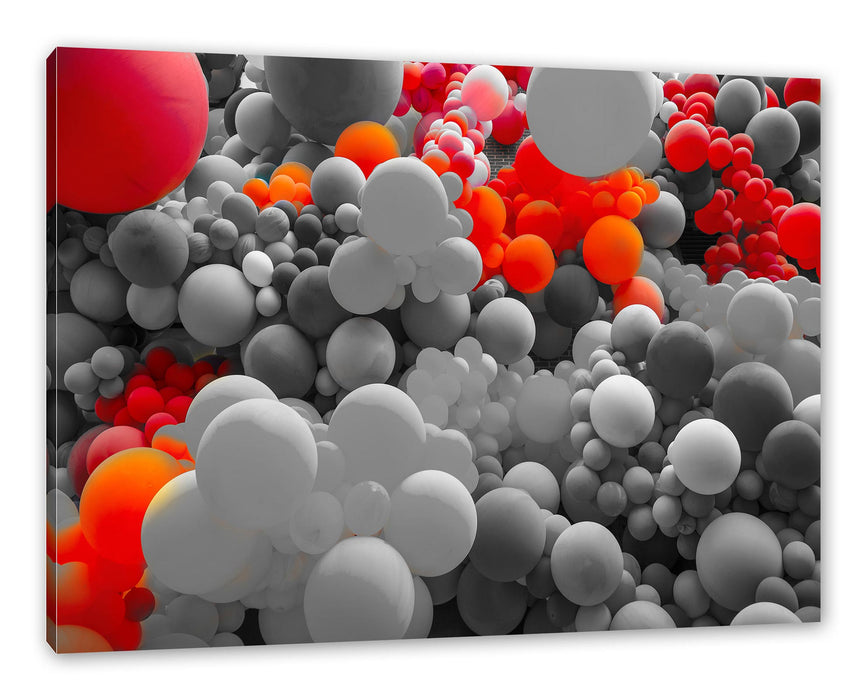 Pixxprint Hunderte bunte Luftballons B&W Detail, Leinwandbild