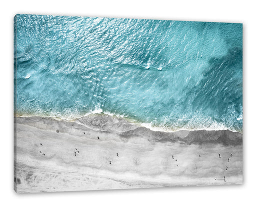 Luftaufnahme von türkisem Meer am Strand B&W Detail Leinwanbild Rechteckig