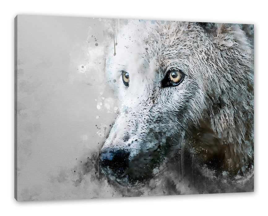 Pixxprint Dreckiger Wolf Nahaufnahme B&W Detail, Leinwandbild