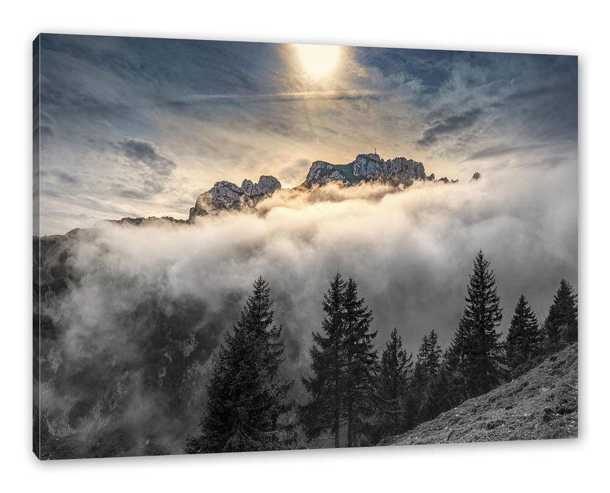 Pixxprint Aufsteigende Wolken in den Dolomiten B&W Detail, Leinwandbild