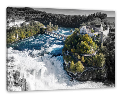 Panorama vom Rheinfall in der Schweiz B&W Detail Leinwanbild Rechteckig