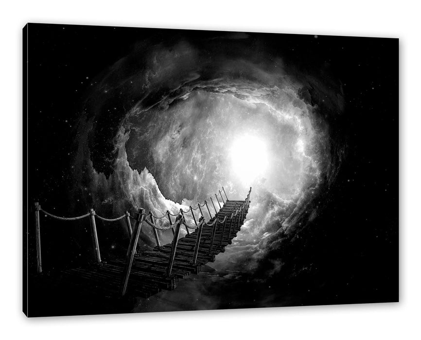 Pixxprint Fantasie Brücke in den Himmel, Monochrome, Leinwandbild