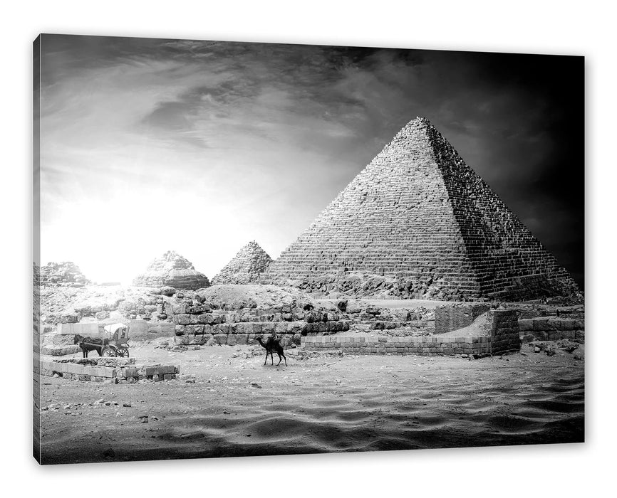 Pixxprint Pyramiden in Ägypten bei Sonnenuntergang, Monochrome, Leinwandbild