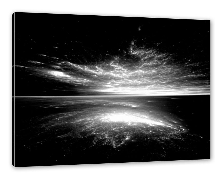 Pixxprint Horizont unter bunter Wolkendecke, Monochrome, Leinwandbild