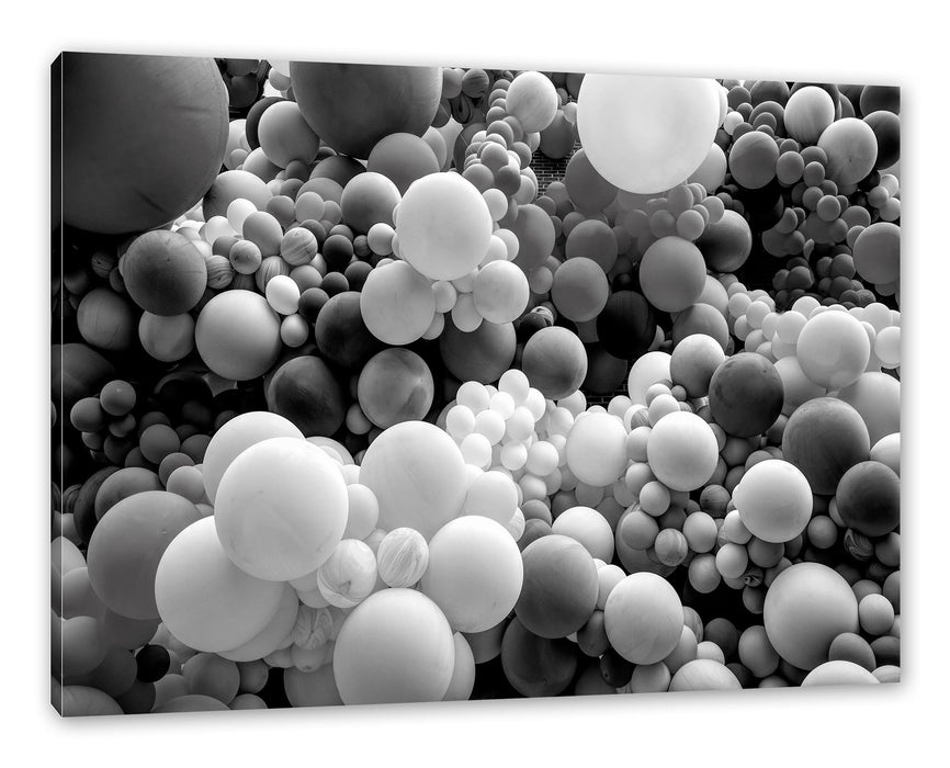 Pixxprint Hunderte bunte Luftballons, Monochrome, Leinwandbild