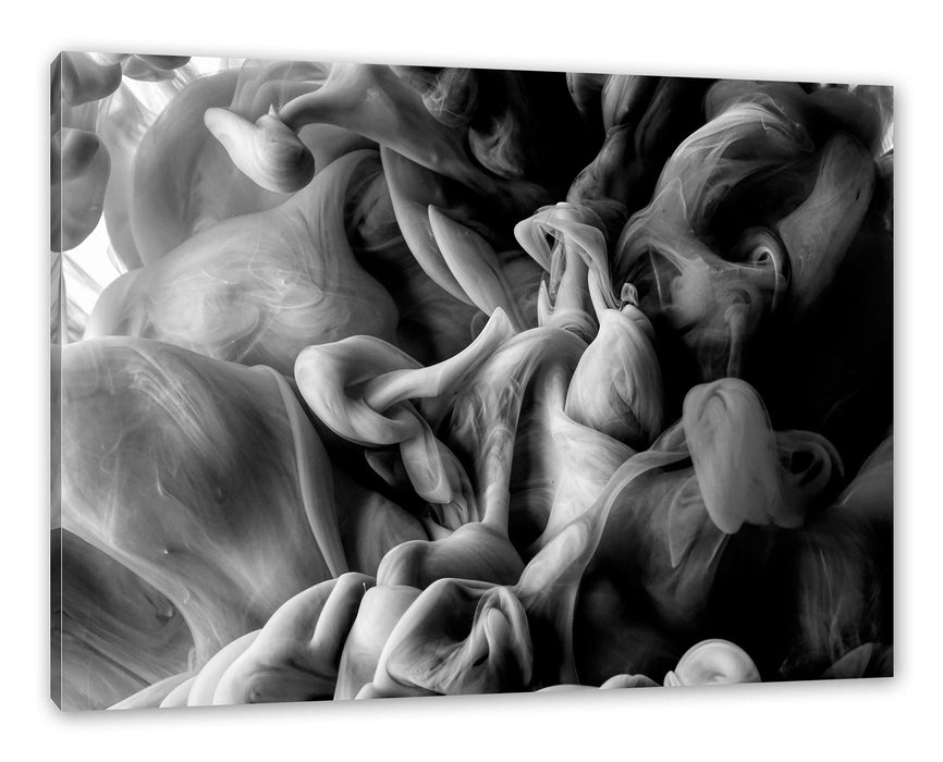 Pixxprint Tintentropfen vermischen sich im Wasser, Monochrome, Leinwandbild