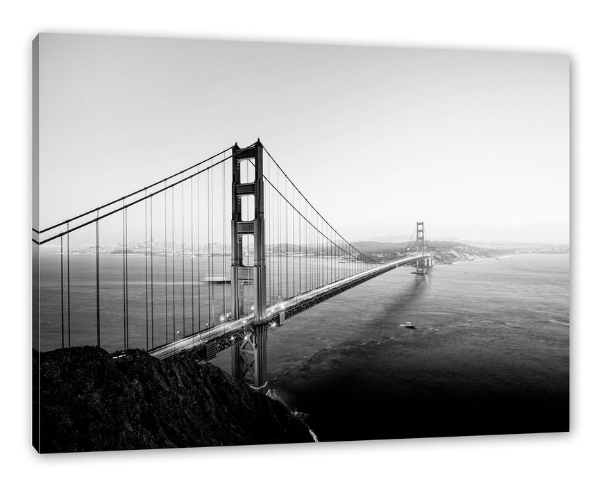 Pixxprint Golden Gate Bridge in der Abenddämmerung, Monochrome, Leinwandbild