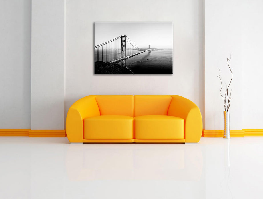 Golden Gate Bridge in der Abenddämmerung, Monochrome Leinwanbild Wohnzimmer Rechteckig