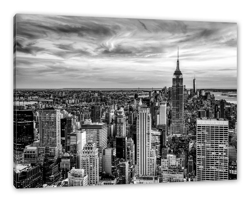 New York City bei Sonnenuntergang, Monochrome Leinwanbild Rechteckig