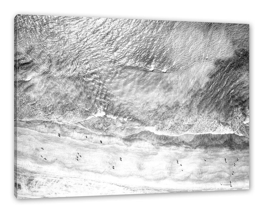 Pixxprint Luftaufnahme von türkisem Meer am Strand, Monochrome, Leinwandbild
