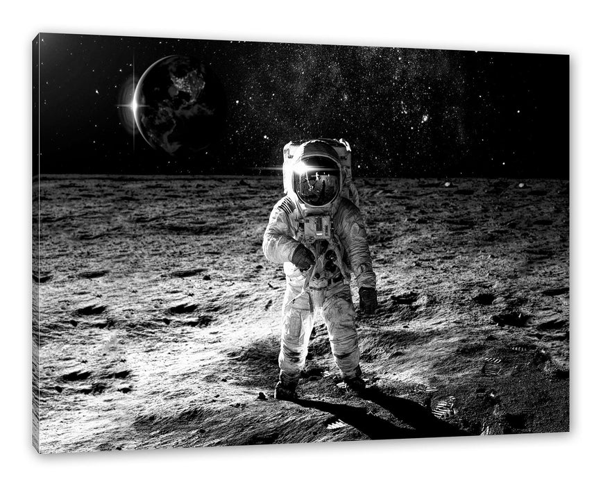 Pixxprint Einsamer Astronaut auf dem Mond, Monochrome, Leinwandbild