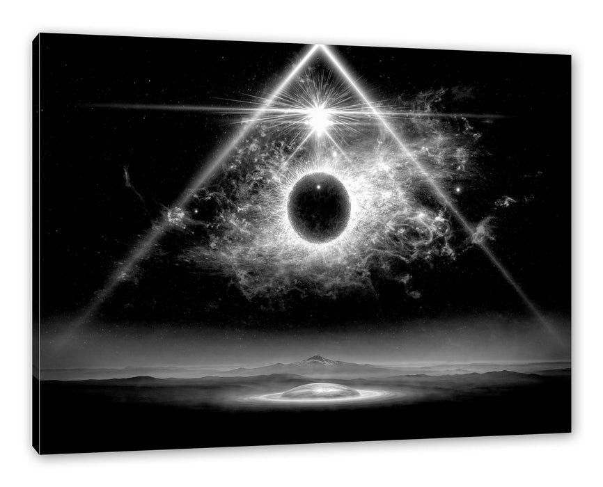 Pixxprint Science Fiction Collage Planeten im Weltraum, Monochrome, Leinwandbild