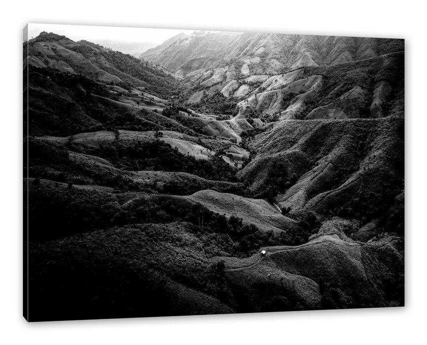 Pixxprint Grüne Berglandschaft in Thailand, Monochrome, Leinwandbild