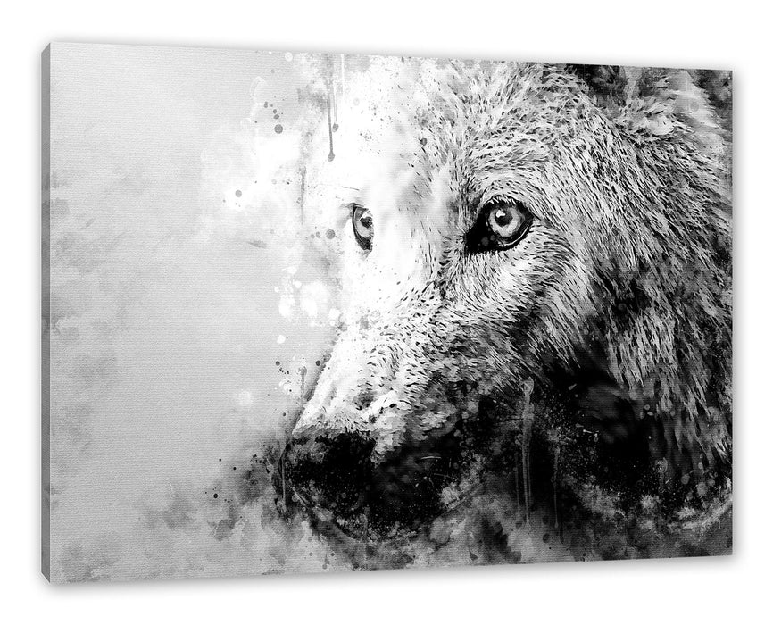 Pixxprint Dreckiger Wolf Nahaufnahme, Monochrome, Leinwandbild