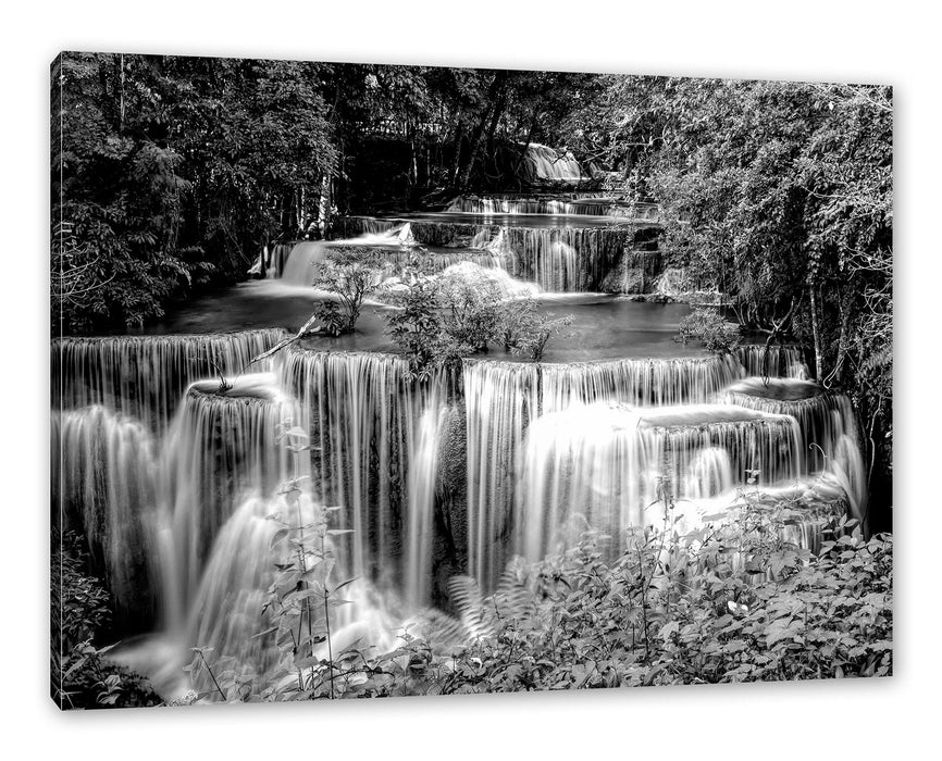 Pixxprint Türkise Wasserfälle in Thailand, Monochrome, Leinwandbild