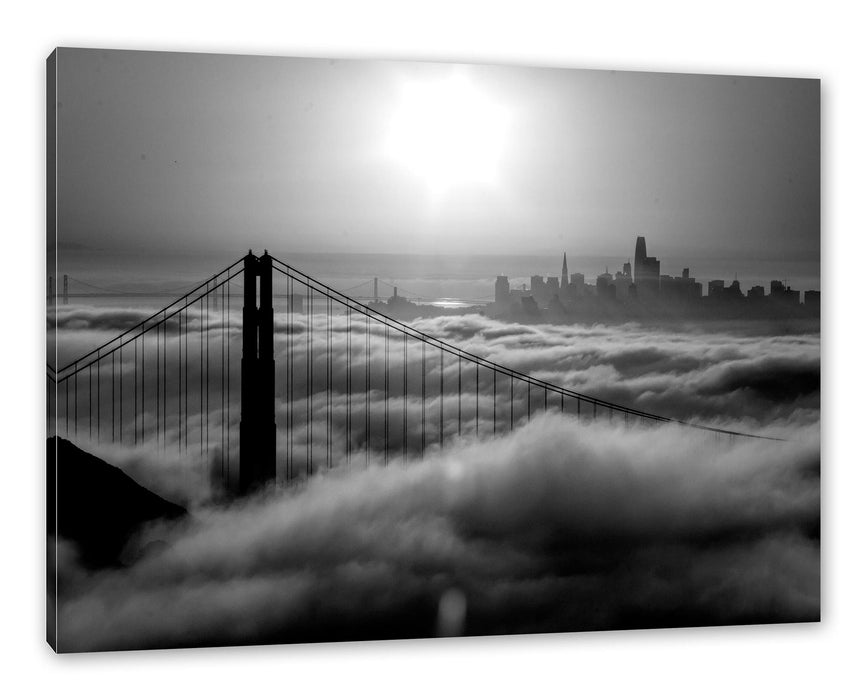 Pixxprint Golden Gate Bridge im Sonnenaufgang, Monochrome, Leinwandbild