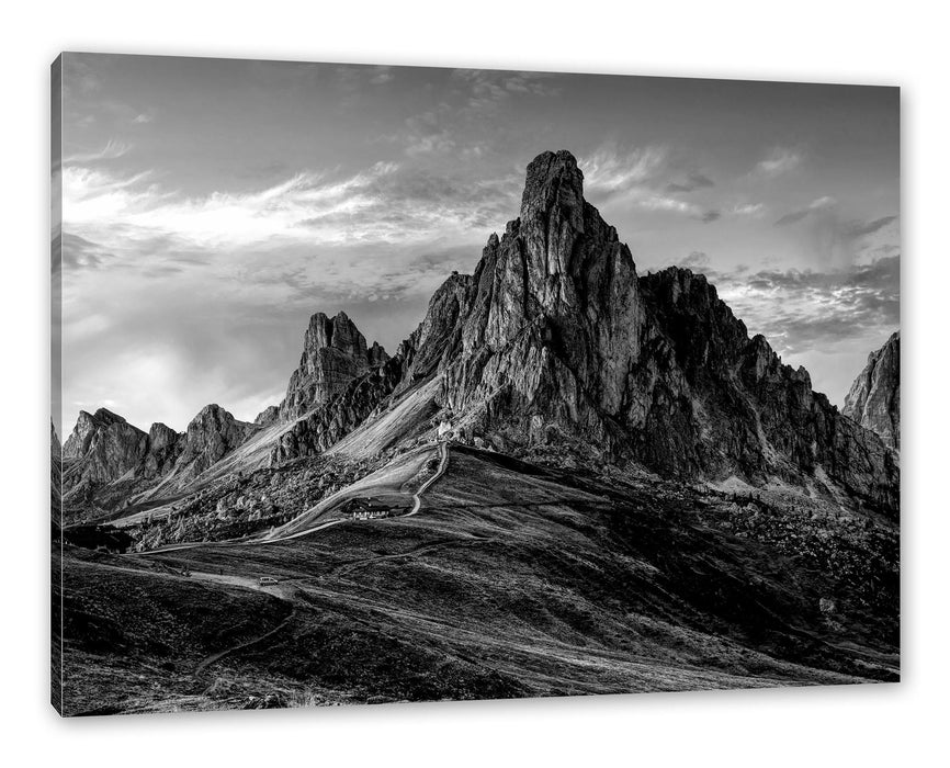 Pixxprint Dolomiten im Sonnenuntergang, Monochrome, Leinwandbild