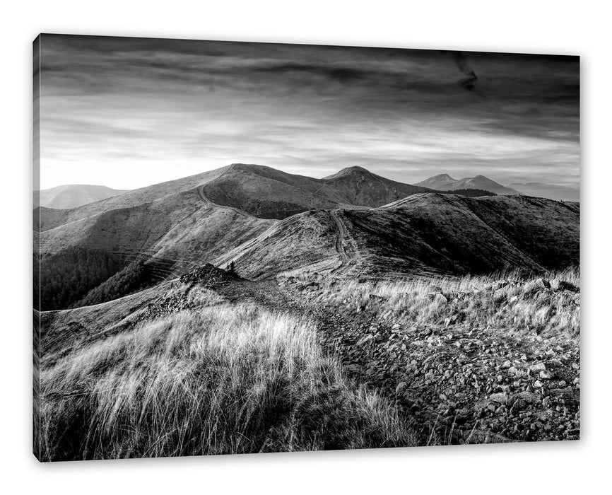 Pixxprint Steinlandschaft bei Sonnenuntergang, Monochrome, Leinwandbild