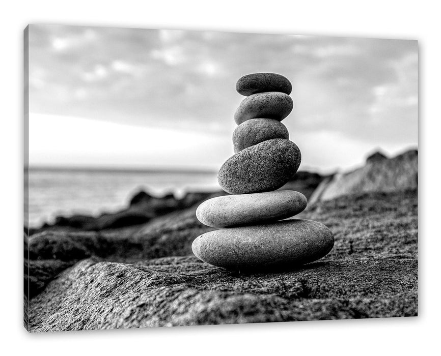 Pixxprint Kieselpyramide im Sonnenuntergang, Monochrome, Leinwandbild