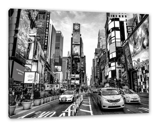 Times Square in new York City, Monochrome Leinwanbild Rechteckig