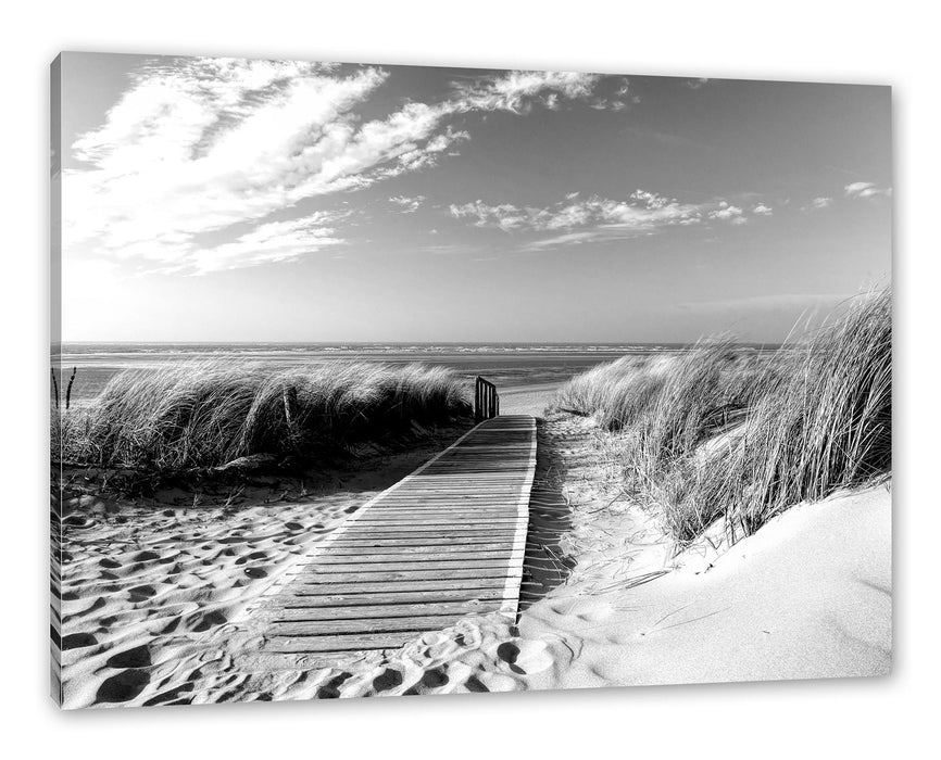 Pixxprint Weg zum Strand durch die Dünen, Monochrome, Leinwandbild